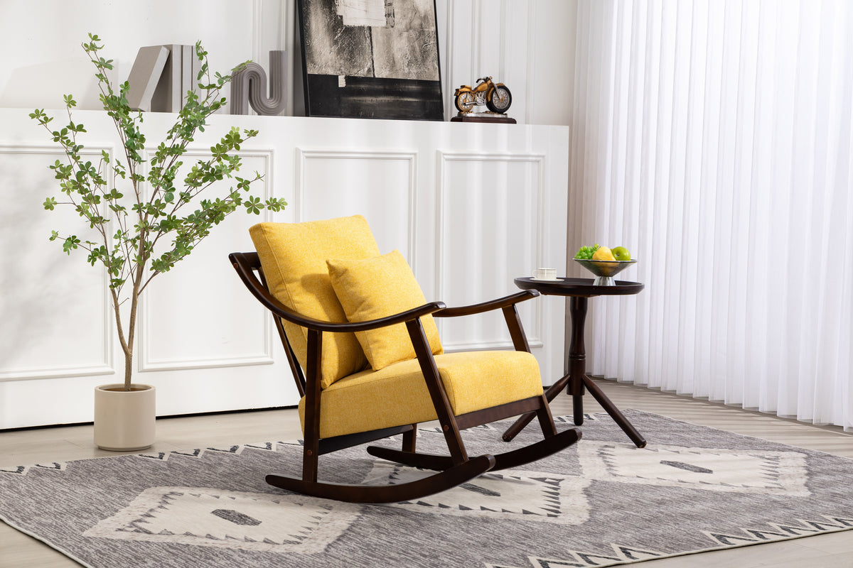 woven fabric Mid Century Modern Accent Chairs Comfy Upholstered Glider Arm Chair with Solid Wood for Living Room Bedroom Balcony