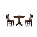 EAST WEST FURNITURE - ANDL3-MAH-W - 3-Piece Dinette Room Set- 2 Dining Room Chair and Dining Room Table - Wooden Seat and Slatted Chair Back - Mahogany Finish