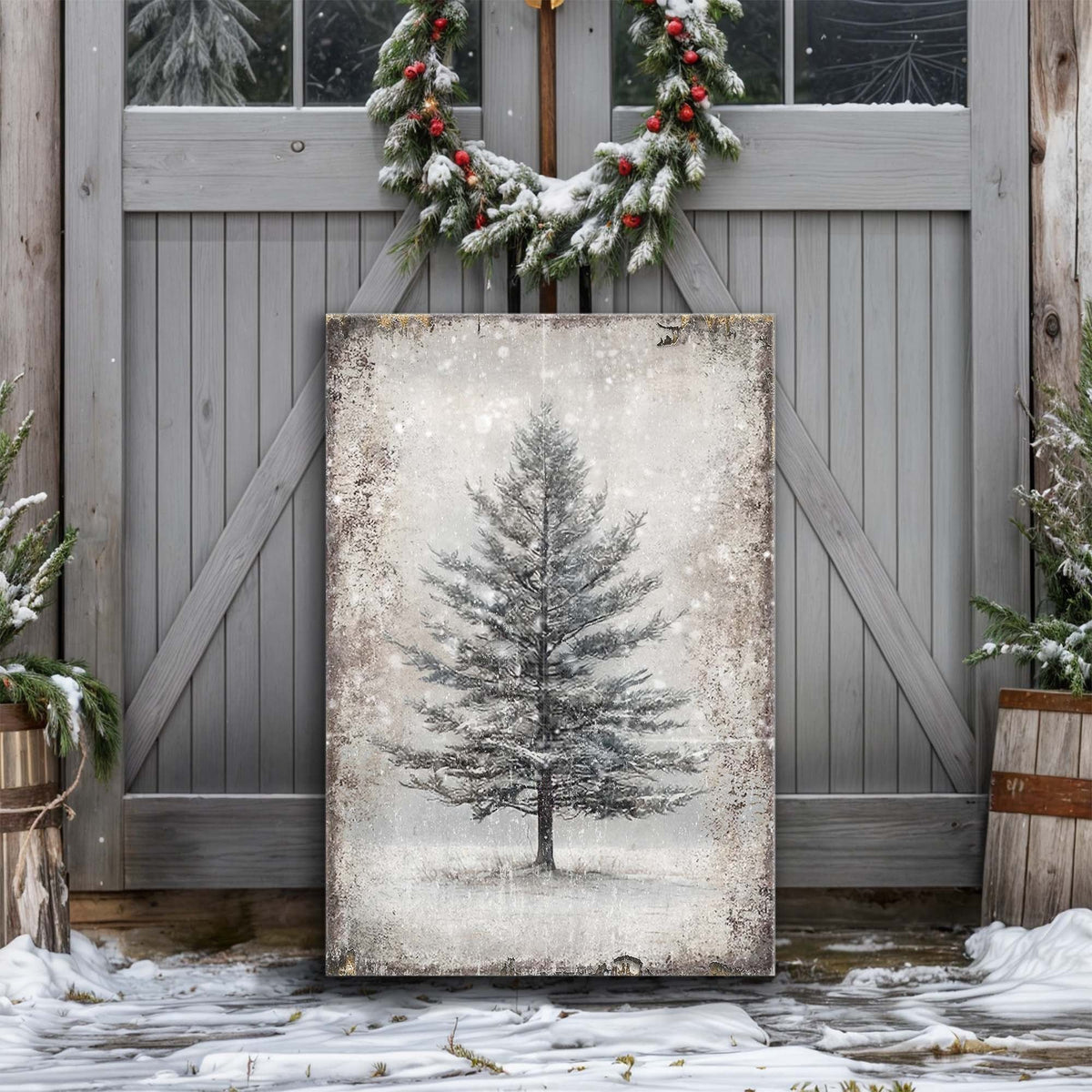 Vintage Christmas Tree Wall Art VI