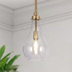 Open Box Uolfin Modern Kitchen Island Teardrop Pendant Light 1-Light Brass Gold Dome Hanging Pendant Light with Clear Glass Shade