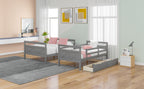 Twin over Full Bunk Bed with Ladder Two Storage Drawers  Safety Guardrail  Gray