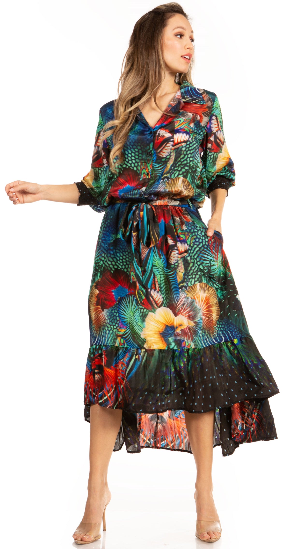 Sakkas Andreas Women's Maxi Dress with Ruffles and Buttons