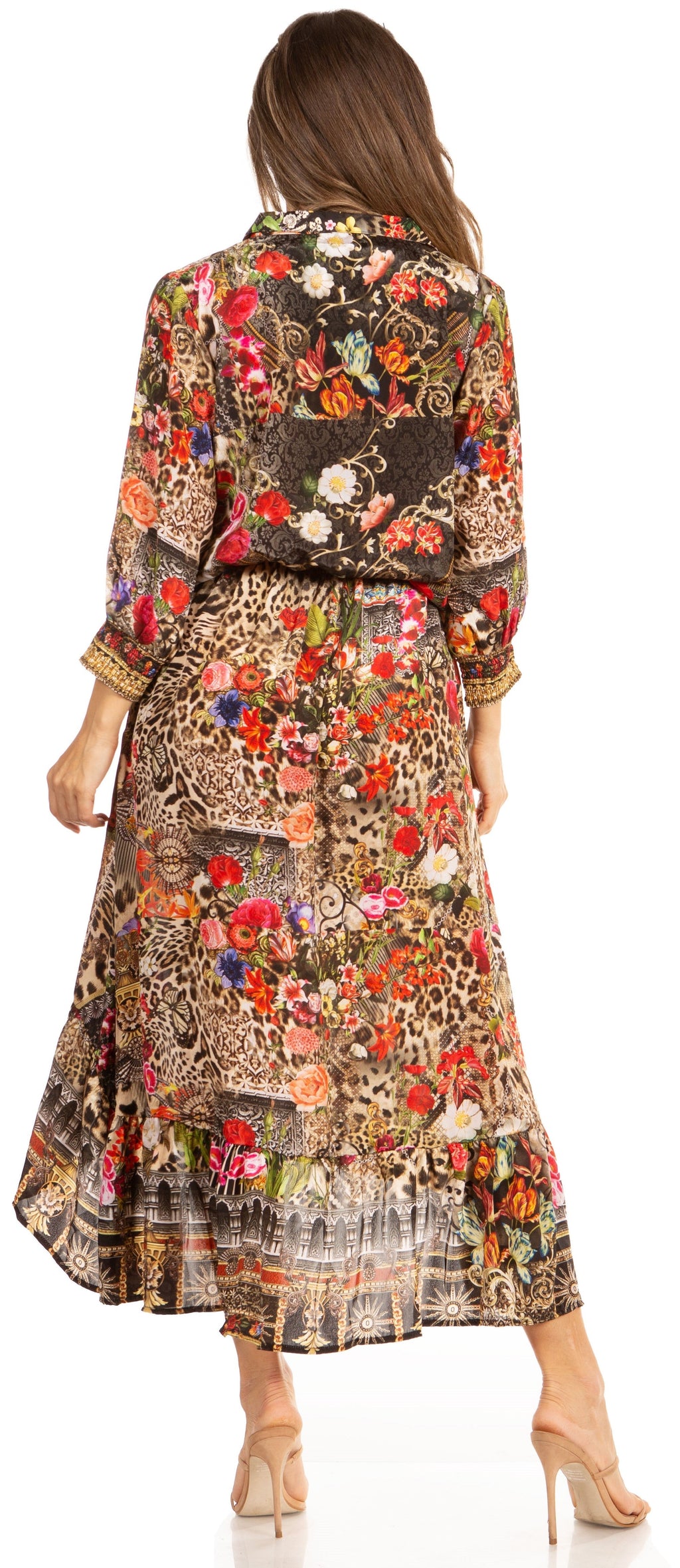 Sakkas Andreas Women's Maxi Dress with Ruffles and Buttons