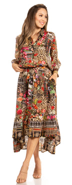 Sakkas Andreas Women's Maxi Dress with Ruffles and Buttons