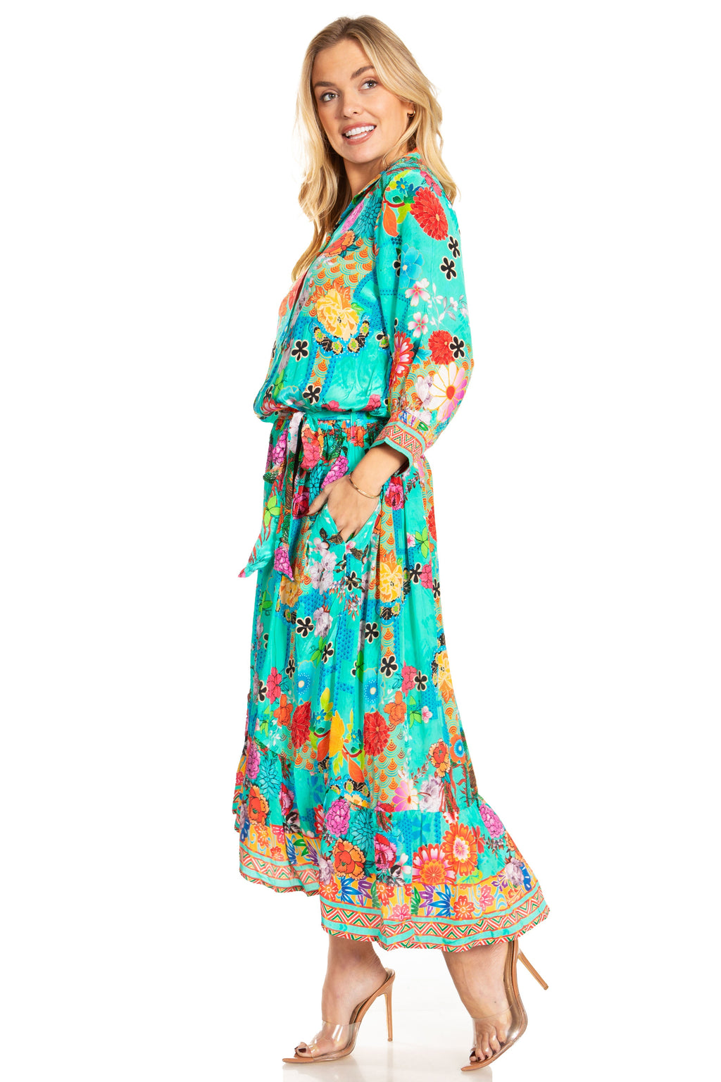 Sakkas Andreas Women's Maxi Dress with Ruffles and Buttons