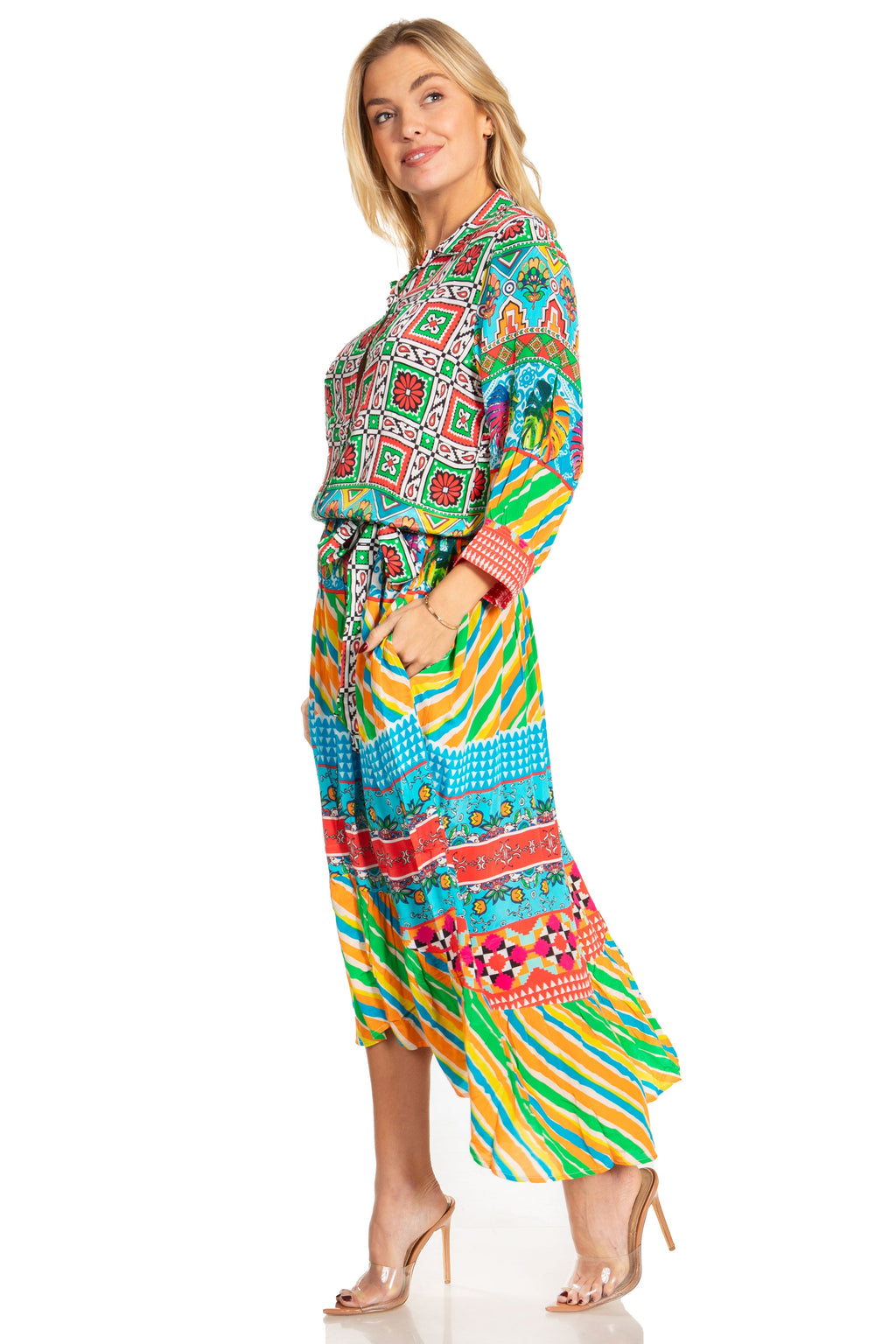 Sakkas Andreas Women's Maxi Dress with Ruffles and Buttons
