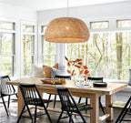 Teru Ji Kaikang Hand Woven Bamboo Pendant Light, 17.7"Bamboo Rattan Ceiling Hanging Light, for Living Room Kitchen Dining Room Farmhouse