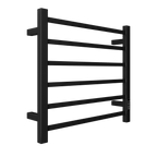 Towel Warmer 6 Bar Electric Heated Towel Rack Wall Mount Plug-in/Bath Towel Heater Matt-Black - Timer