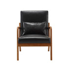 COOLMORE modern style chair, solid wood cushion lounge armchair with a pillow (black PU)