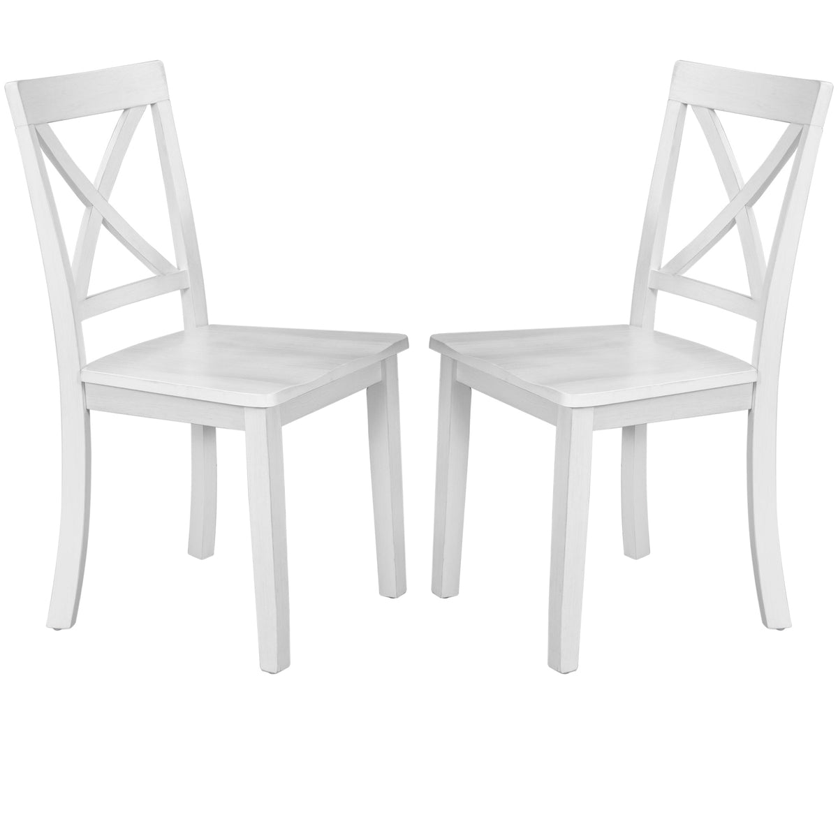 Orisfur 5 Pieces Dining Table and Chairs Set for 4 Persons Kitchen Room Solid Wood Table with 4 Chairs MDF + White + Solid Wood