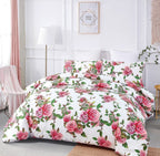 DaDa Bedding Pink Romantic Roses Floral Duvet Cover Set