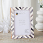 Grey White Chevron Bone Inlay Picture Frame 4x6 5x7 8x10