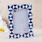 Picture Frame Indigo Pattern Collection Bone Resin Inlay Blue White 4x6