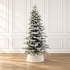 Prelit Slim Snow Flocked Christmas Tree with Warm White Lights