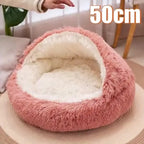 2 in 1 Soft Plush Pet Bed 50CM with Cover Round Cat Bed Pet Puppy Mattress Warm Cat Dog Sleeping Nest Cave for Small Dogs Mats
