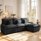 108 Inch Cloud Couch Sectional, Modular Sectional Sofa with Ottoman, Green | L Shaped Sectional Couches for Living, Customized