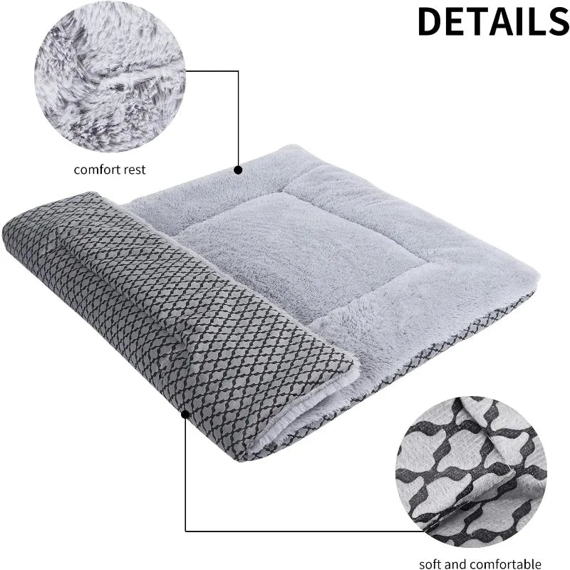 Dog Bed Mat Washable Cat Cushion Soft Premium Plush Dogs Mattress Sofa Dual Purpose Clearance for Small/Medium/Large Dog