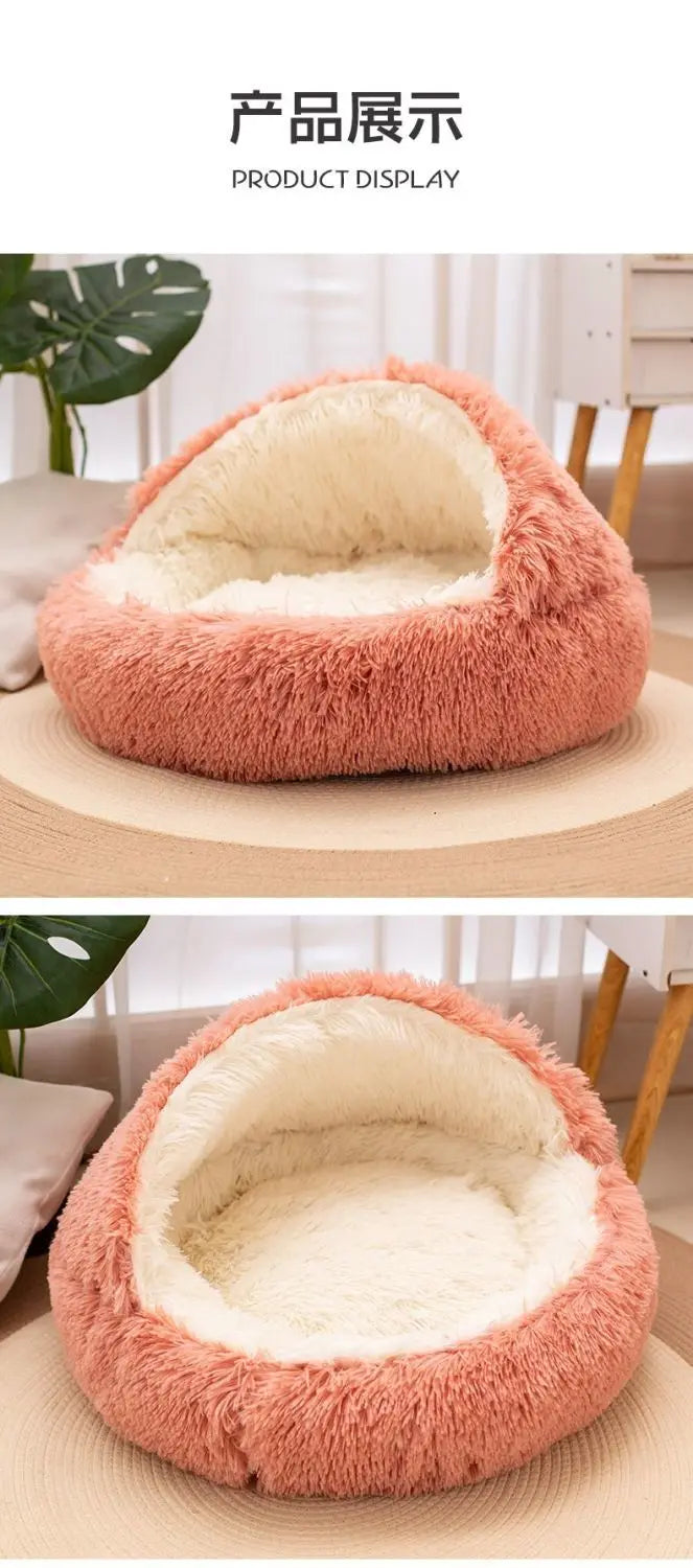 2 in 1 Soft Plush Pet Bed 50CM with Cover Round Cat Bed Pet Puppy Mattress Warm Cat Dog Sleeping Nest Cave for Small Dogs Mats