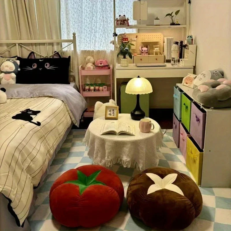 ins creative mushroom tomato living room sofa cushion room floor decoration ornament bed bay window throw pillow chair