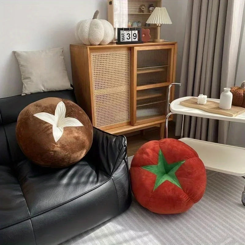 ins creative mushroom tomato living room sofa cushion room floor decoration ornament bed bay window throw pillow chair