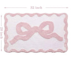 Pink Bow Bath Mat Bathroom Cute Preppy Rugs Scalloped