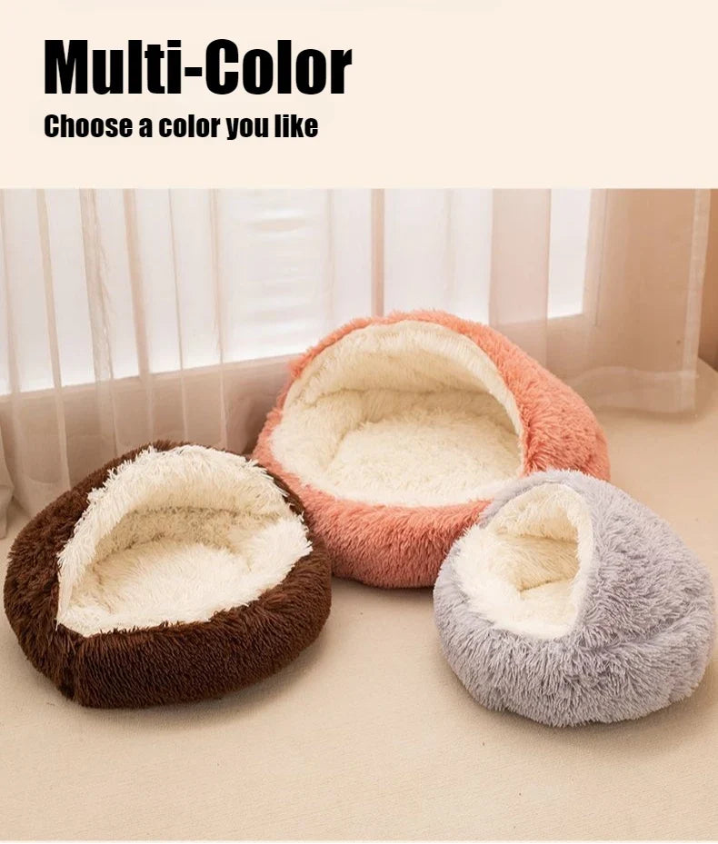 2 in 1 Soft Plush Pet Bed 50CM with Cover Round Cat Bed Pet Puppy Mattress Warm Cat Dog Sleeping Nest Cave for Small Dogs Mats