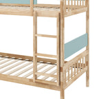 Twin Over Twin Bunk Bed with Ladder and Full-length Guardrails-Natural