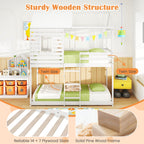 Twin over Twin House Bunk Bed with Roof and Full-length Guardrails-White
