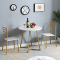 3-Piece Kitchen Dining Set with Round White Faux Marble-Top Table and 2 Chairs