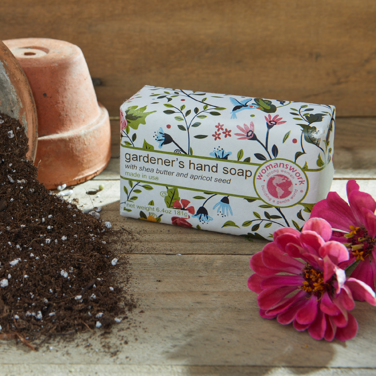 Gardener's Hand Soap, packaged in Garden of Paradise print