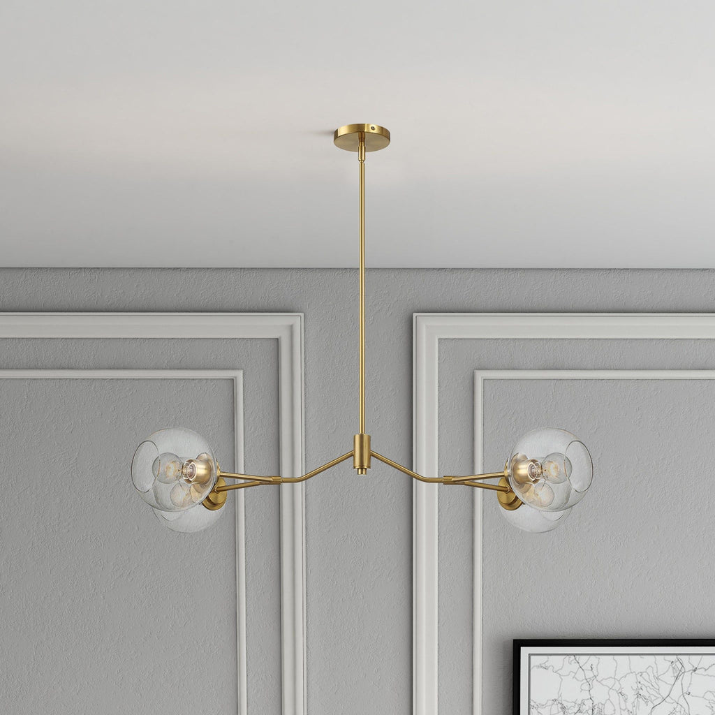Jewel - 4 Lights Chandelier Ceiling Hanging Light Fixture - Clear / Gold