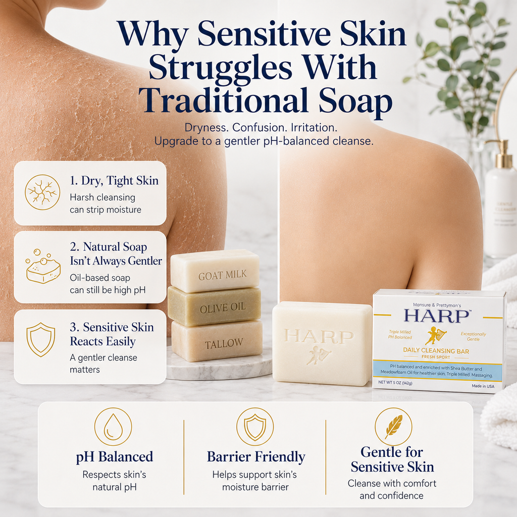 HARP® Fresh Sport Body Wash Bar – pH-Balanced, Soap-Free, 5 oz