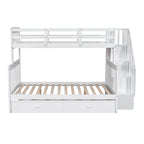Bunk Bed With Twin Size Trundle, Storage And Guard Rail For Bedroom