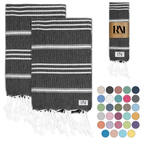 Istanbul Classic Turkish Hand Towel Set for Kitchen, Bath, Beach, Gym, Yoga and Travel