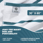 Cotton Pool Towels Oversized 30 x 60 Inch 4 Pack Ultra Absorbent and Low Lint Striped Beach Towels for Adults Stripes Design Luxury Extra Large Bath Towels Light Blue