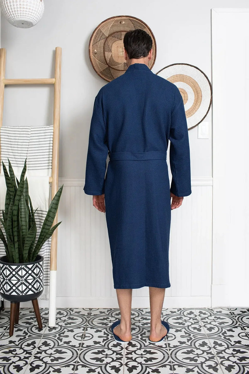 Waffle Spa Bathrobe for Men -  Absorbent, Lightweight