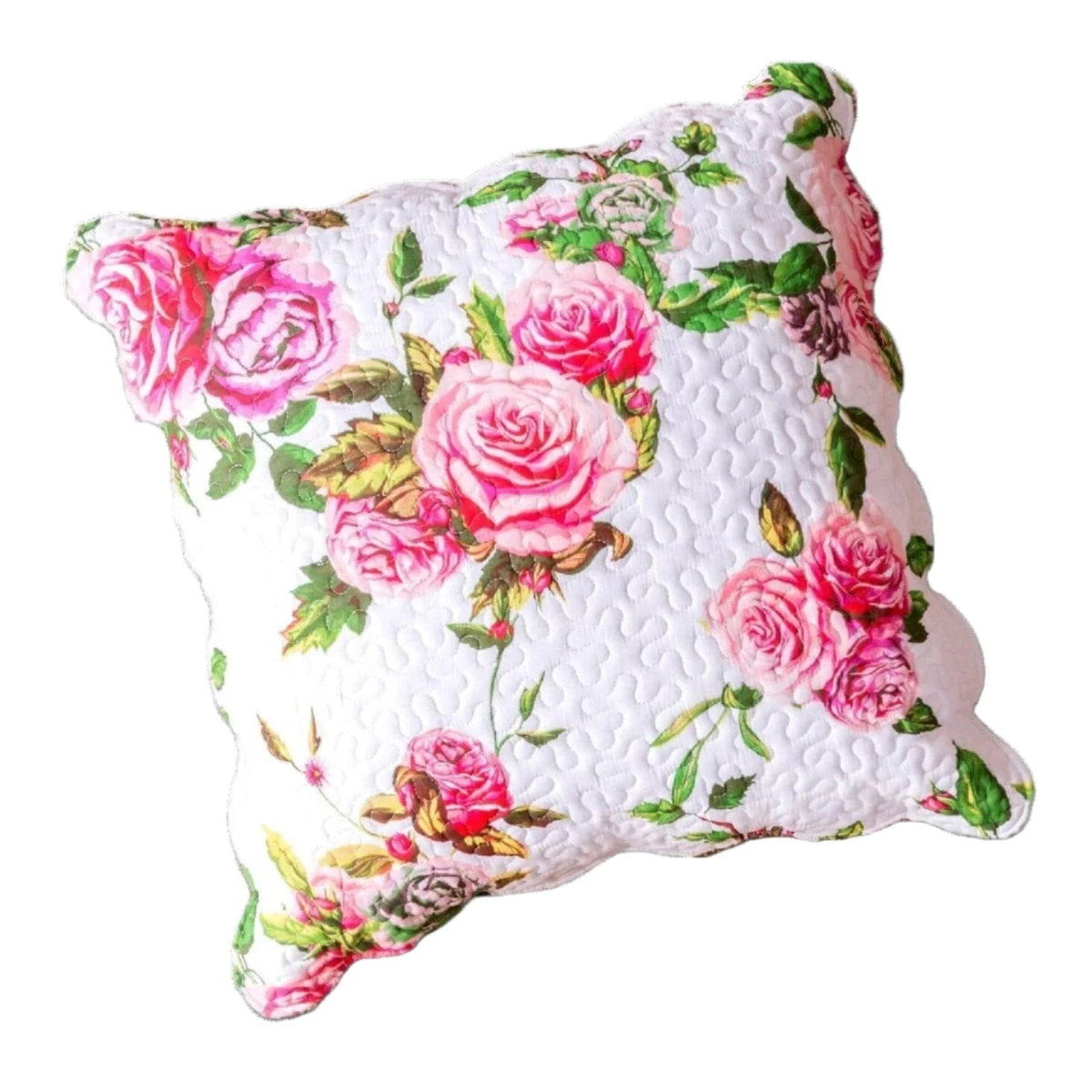 DaDa Bedding Romantic Roses Spring Floral Pink Euro Pillow Sham Cover, 26" x 26" (JHW879)