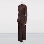Diagonal Ruched Maxi Dress(MS467)