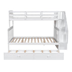 Bunk Bed With Twin Size Trundle, Storage And Guard Rail For Bedroom