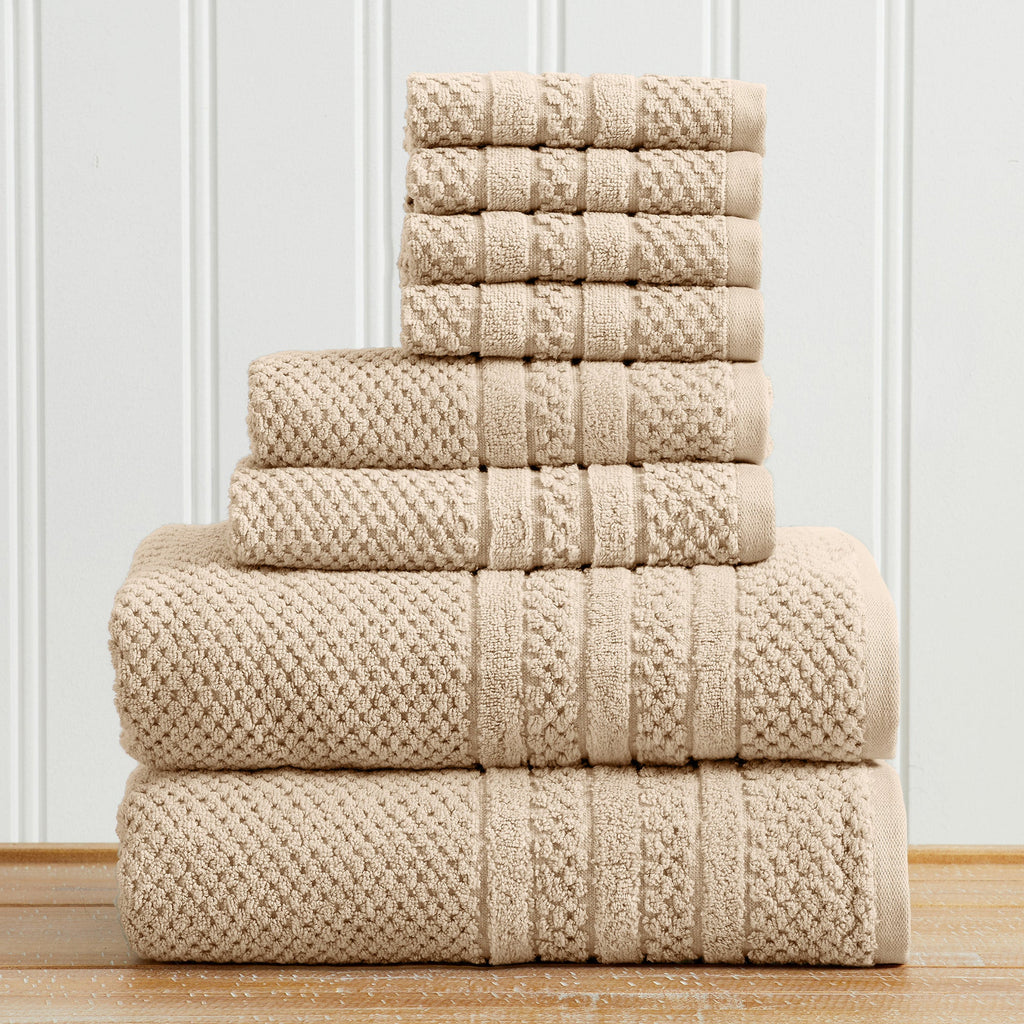 100% Cotton Checkered Jacquard Bath Towel Set - Giuliana Collection