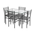 5 Pieces Dining Set with Tempered Glass Top Table and 4 Upholstered Chairs