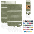 Istanbul Classic Turkish Hand Towel Set for Kitchen, Bath, Beach, Gym, Yoga and Travel