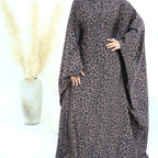 Leopard Print Batwing Maxi Dress(MA450)