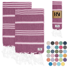 Istanbul Classic Turkish Hand Towel Set for Kitchen, Bath, Beach, Gym, Yoga and Travel