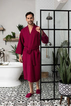 Waffle Spa Bathrobe for Men -  Absorbent, Lightweight